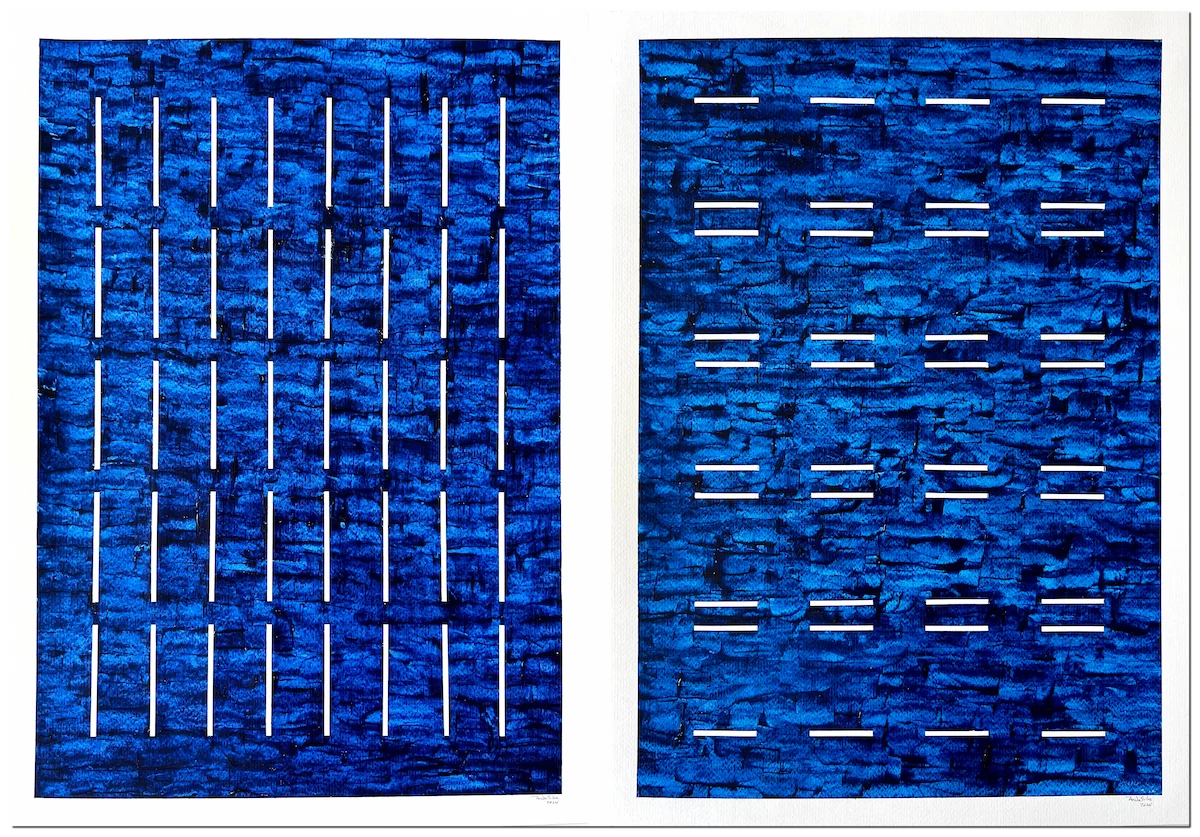 DECONSTRUCTION (2024) by M. da Silva - Geometric Abstraction series, diptych acrylic on paper